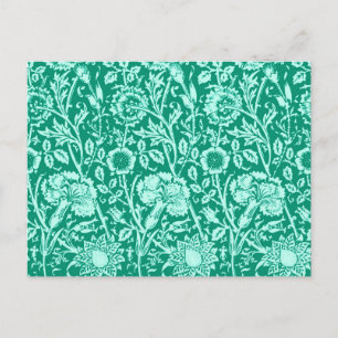 Carte Postale Art Nouveau Carnation Damask, Turquoise