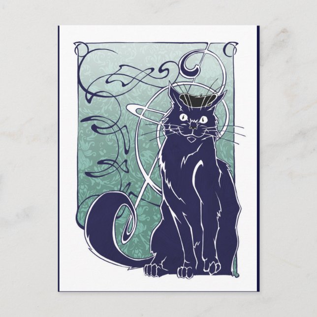 Carte postale Art Nouveau Chat (Devant)