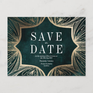 Carte Postale Art Nouveau faux or Mariage ENREGISTRER LA DATE