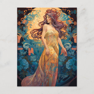 Carte postale Art Nouveau Femme Imaginaire Art