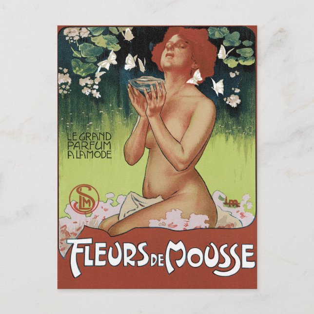 Carte postale Art Nouveau - Fleurs de Mousse (Devant)