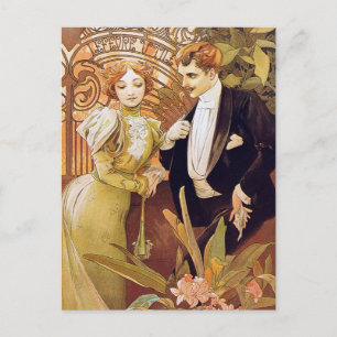 Carte Postale Art Nouveau Flirt