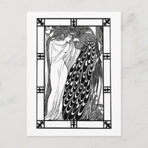 Carte postale : Art Nouveau Peacock Artwork - The 