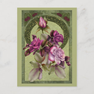 Carte Postale Art nouveau Rose