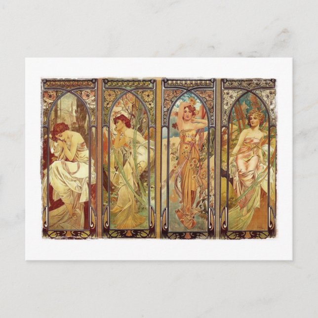 Carte Postale Art Nouveau Temps du jour (Devant)