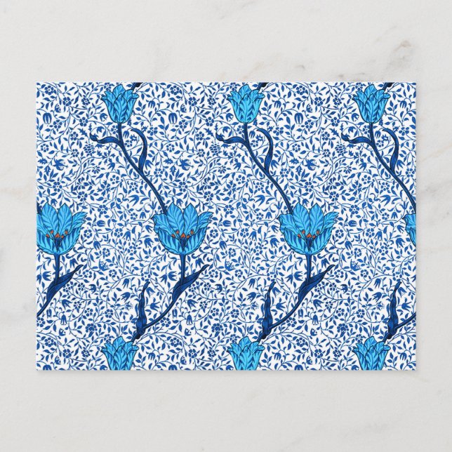 Carte Postale Art Nouveau Tulip Damask, Cobalt Blue (Devant)