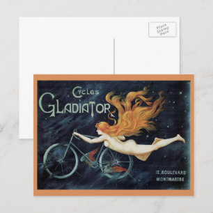 Carte Postale Art Nouveau Victorien vintage, Cycles Gladiator
