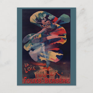 Carte Postale Art Nouveau vintage, Loie Fuller aux Folies Berger