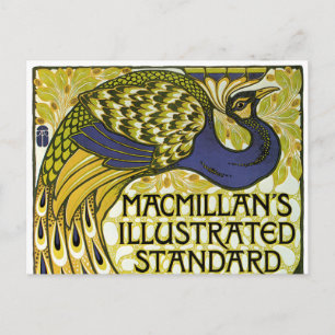 Carte Postale Art nouveau vintage, plume de paon de Macmillan
