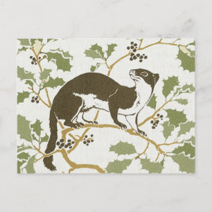 Carte Postale Art Nouveau Wildlife Illustration - Mink
