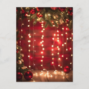 Carte Postale Art numérique de Noël rouge et blanc
