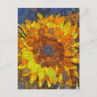 Carte Postale Art numérique en mosaïque du cercle de tournesol b
