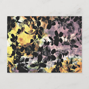 Carte Postale Art numérique fleuri motif à fleurs rose jaune