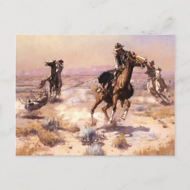 Carte Postale Art occidental "à la main" par Charles M Russell (Devant)