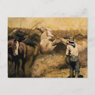 Carte Postale Art occidental "Roping Palomino" par Maynard Dixon