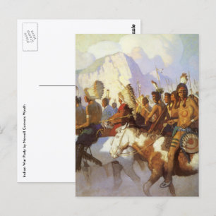 Carte Postale Art occidental vintage, Indian War Party par NC Wy