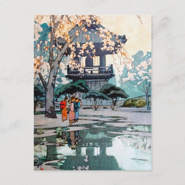 Carte Postale Art oriental cool Hiroshi Yoshida sanctuaire japon (Devant)