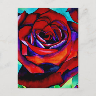 Carte Postale Art original rose de la passion rouge