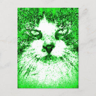 Carte Postale Art Pop moderne Cat Vert