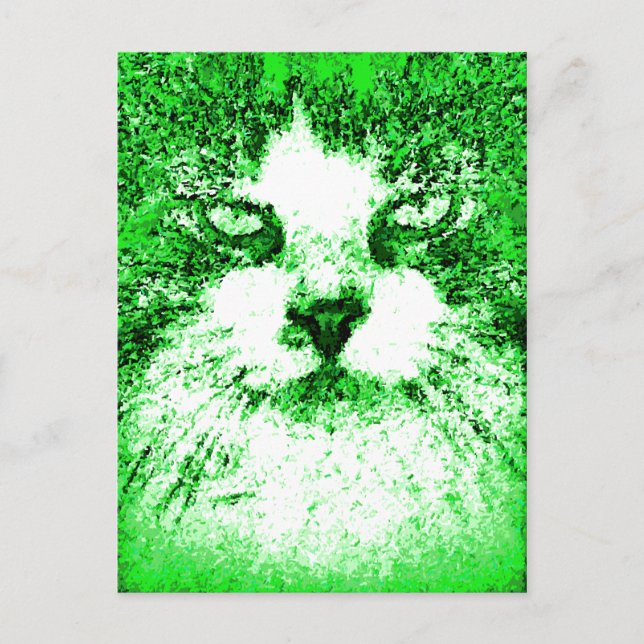Carte Postale Art Pop moderne Cat Vert (Devant)