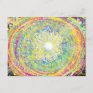 Carte Postale Art Pop Moderne Psychedélique Coloré et Funky en F