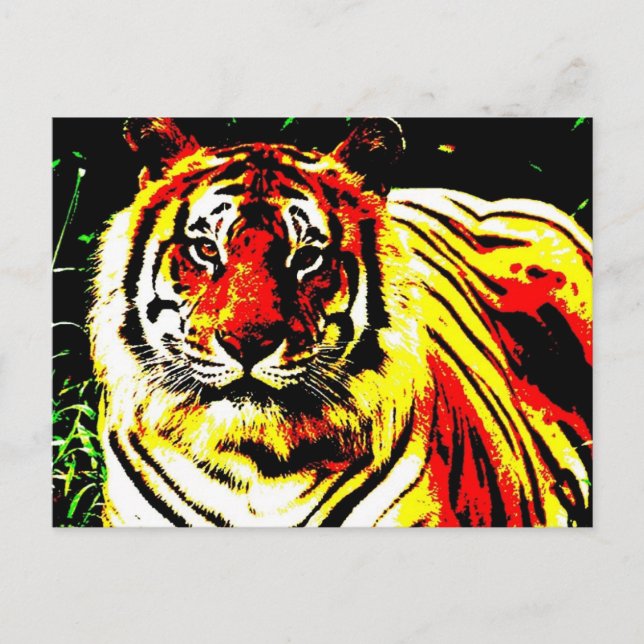 Carte Postale Art Pop Tiger Retro (Devant)