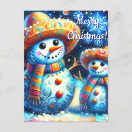 Carte Postale Art populaire mexicain Snowmen Snowman Snow People