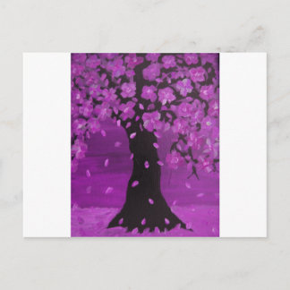 Carte Postale Art pourpre de conception d'arbre de fleur