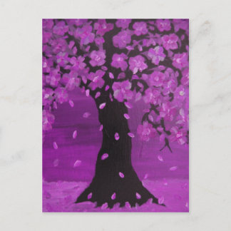 Carte Postale Art pourpre de conception d'arbre de fleur
