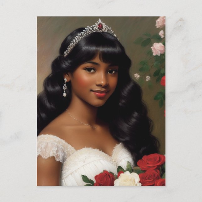 Carte Postale Art Rose débutante afro-américain (Devant)