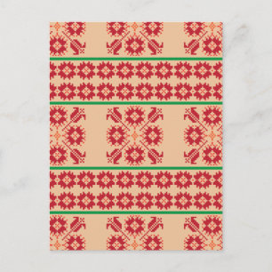 Carte Postale Art rustique lituanien orange et vert