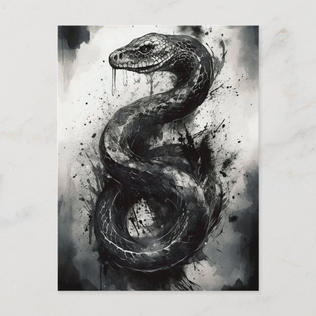 Carte postale Art Serpent noir et blanc - Wild (Devant)