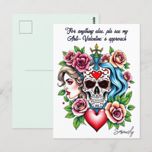Carte Postale Art tatouage inspiré unisex Anti-Valentine coutume