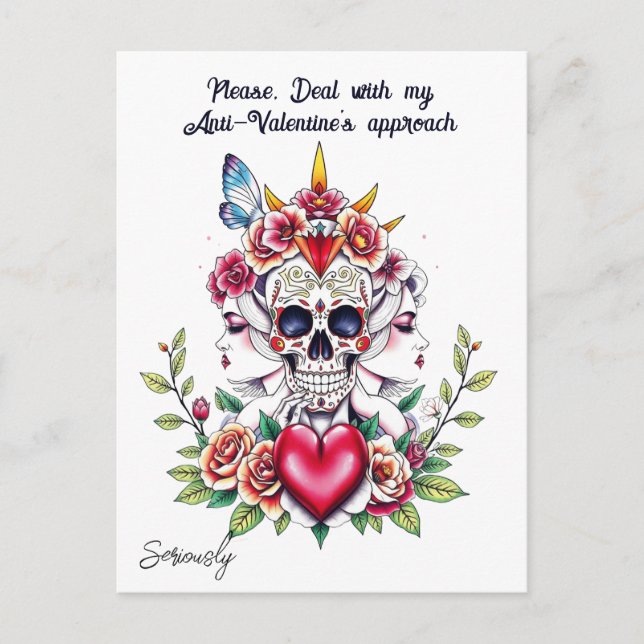 Carte Postale Art tatouage inspiré unisex Anti-Valentine coutume (Devant)
