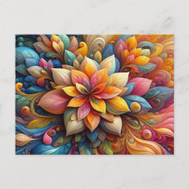 Carte Postale Art texturé à l'huile florale abstraite 3D vibrant