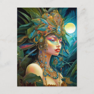 Carte Postale Art Tropical Lady Imaginaire