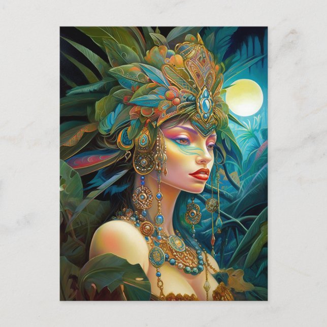 Carte Postale Art Tropical Lady Imaginaire (Devant)