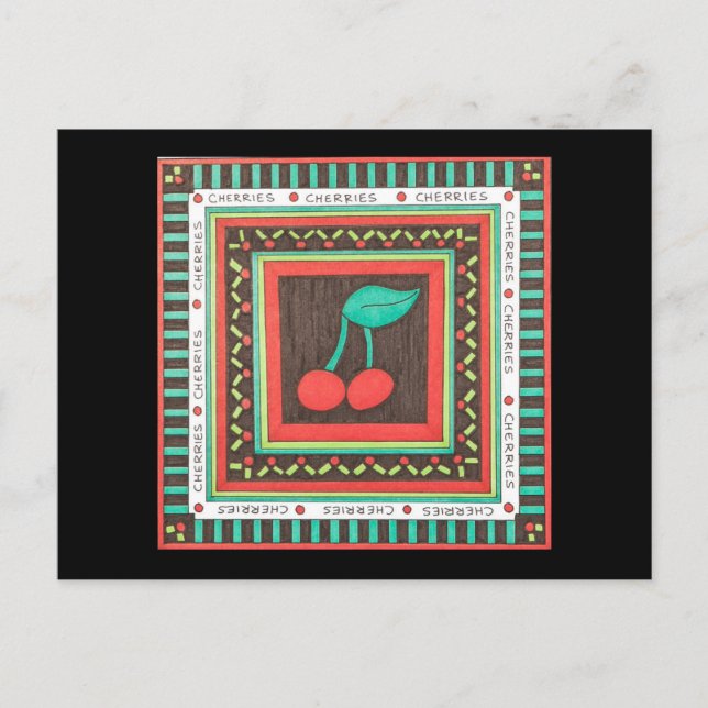 Carte postale Art Unique - Cerises - Erin Brie Art (Devant)