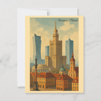 Carte Postale Art Vintage voyage de Varsovie Pologne