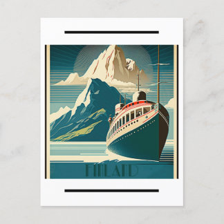 Carte postale art Vintage voyage finlandais