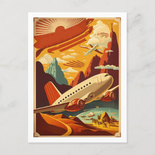 Carte postale Art Vintage voyage Rouge & Blanc