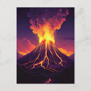 Carte Postale Art Volcano Dramatique Érupteur