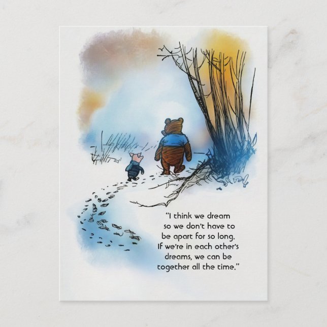 CARTE POSTALE ART — Winnie sur l'amitié et les rêv (Devant)
