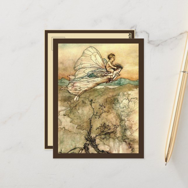 Carte Postale Arthur Rackham Illustration Midsummer Nights Dream (Devant/Arrière en situation)