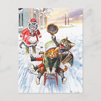Carte Postale Arthur Thiele - Chats Aller Dormir Sur La Neige