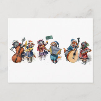 Carte Postale Arthur Thiele - Chats jouant des instruments de mu