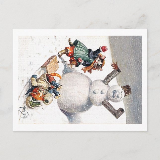 Carte Postale Arthur Thiele - Les chatons se bousculent dans la  (Devant)