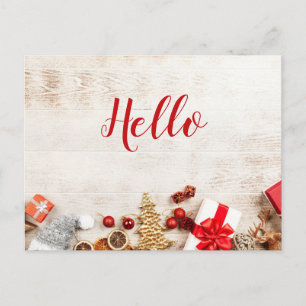 Carte Postale Articles de Noël sur une planche en bois rustique 