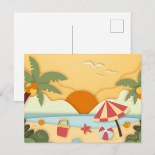 Carte Postale Articulation en papier Eté à la plage 