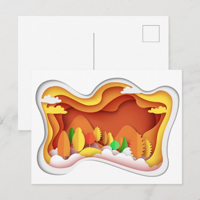 Carte Postale Artisanat en papier Couleurs d'automne  (Devant / Derrière)